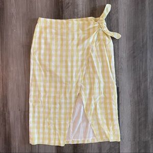 Madewell Yellow Gingham Pencil Skirt